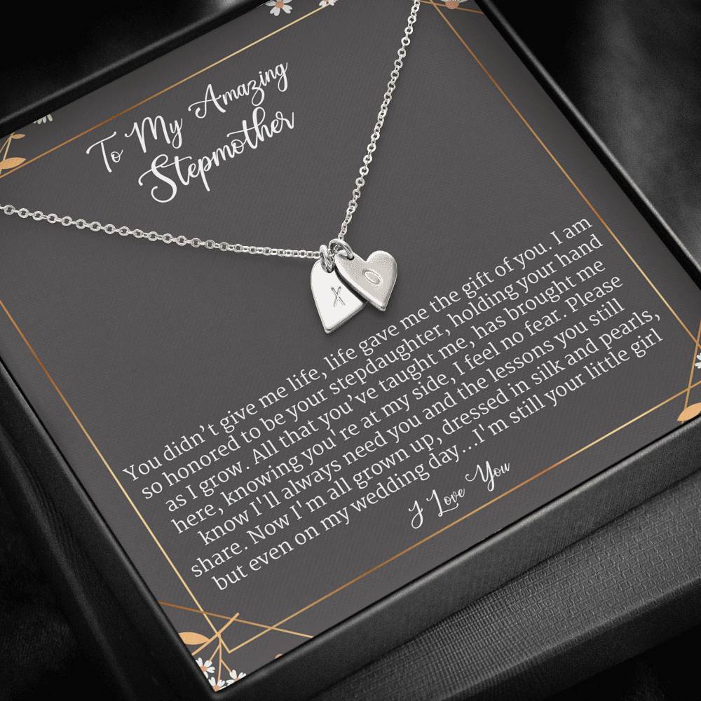 Stepmom Of The Bride Gift Necklace, To Stepmother From Step Daughter, Sweetest Hearts Necklace