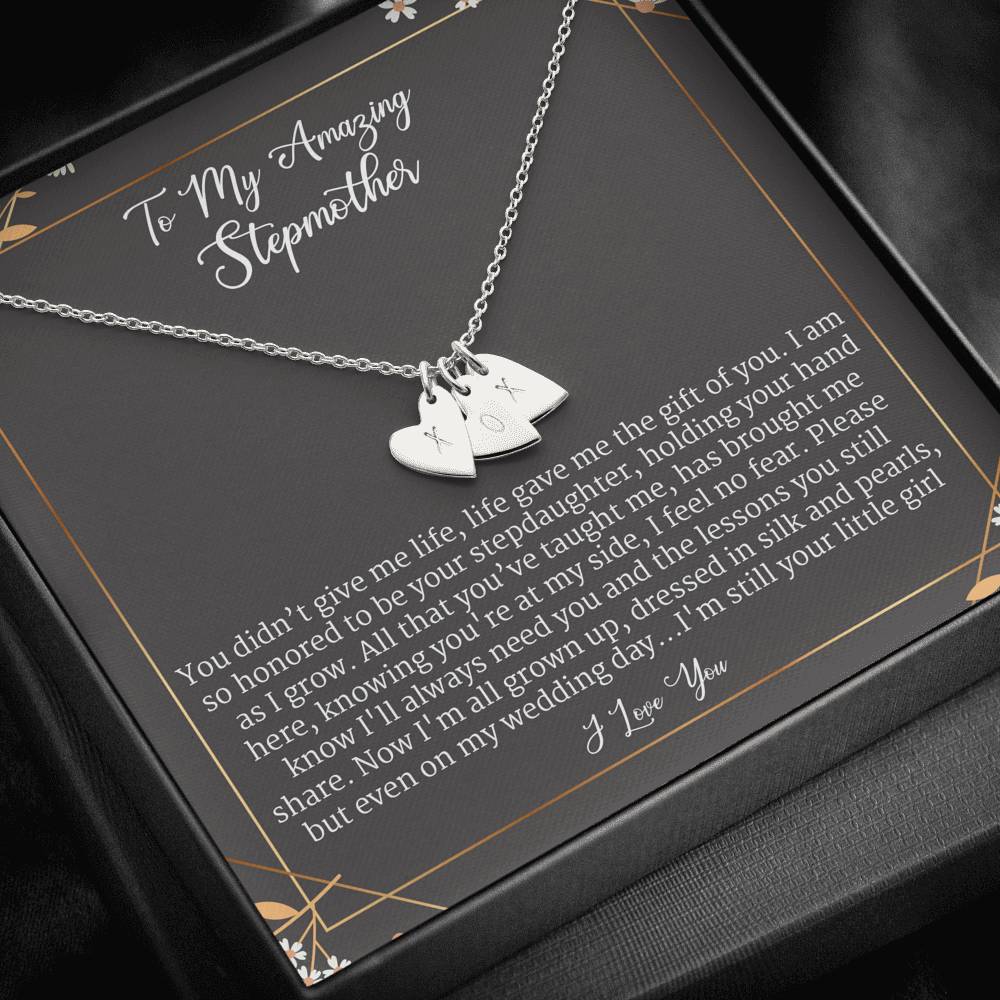 Stepmom Of The Bride Gift Necklace, To Stepmother From Step Daughter, Sweetest Hearts Necklace