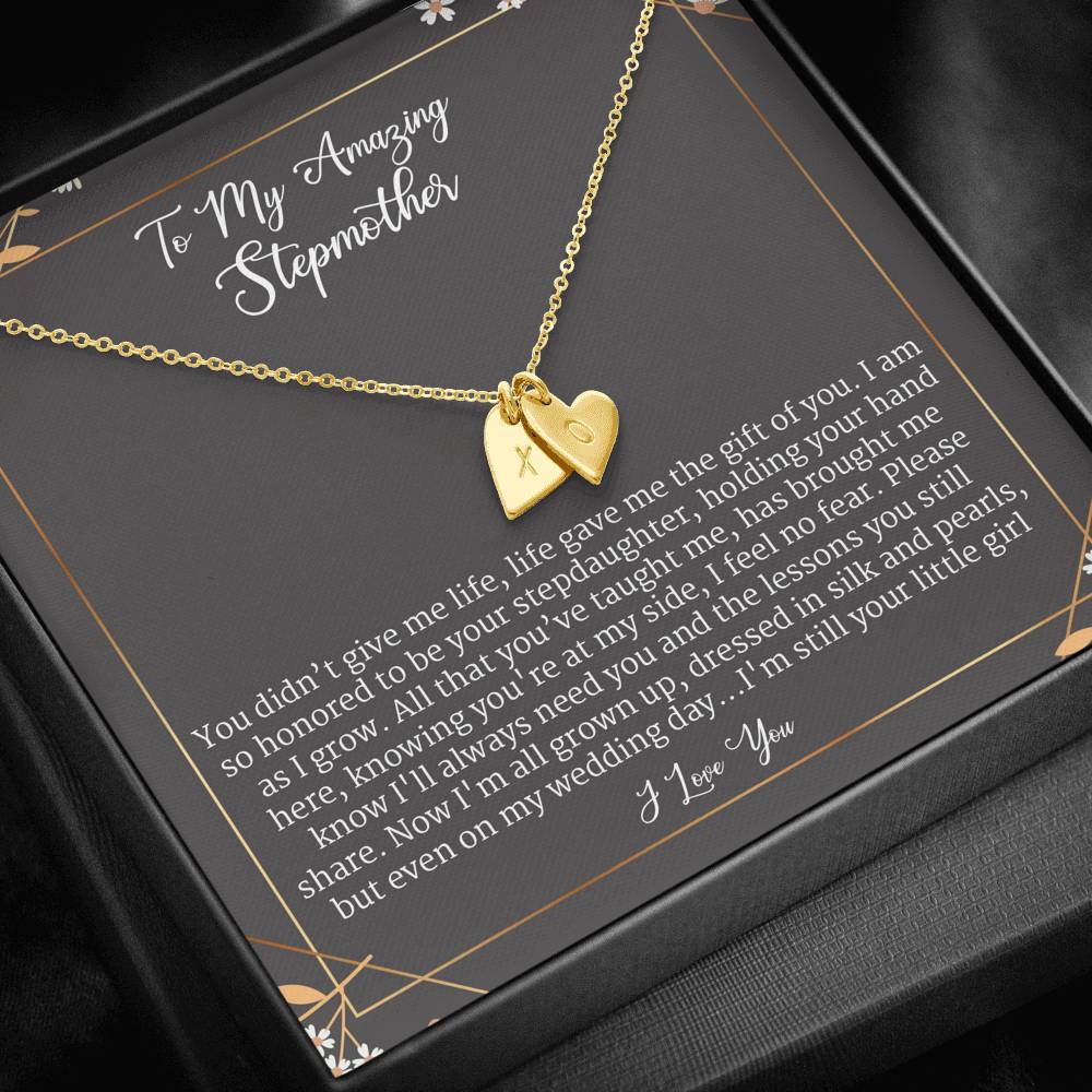 Stepmom Of The Bride Gift Necklace, To Stepmother From Step Daughter, Sweetest Hearts Necklace