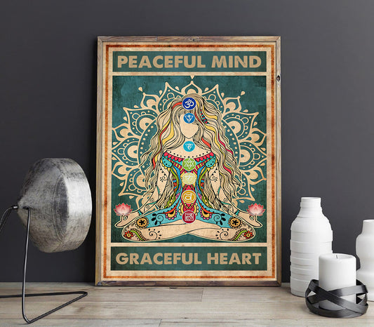 Peaceful Mind Graceful Heart Yoga Poster