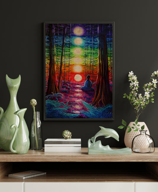 Seven Chakras Abstract Yoga Vertical Poster